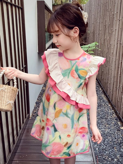 Summer Children's Vest Dress Girl Clothing Kid Pink Puffy Girls Kids 8 12 Years Kid's Clothes From 7 Elegant Dresses Beautiful 9
