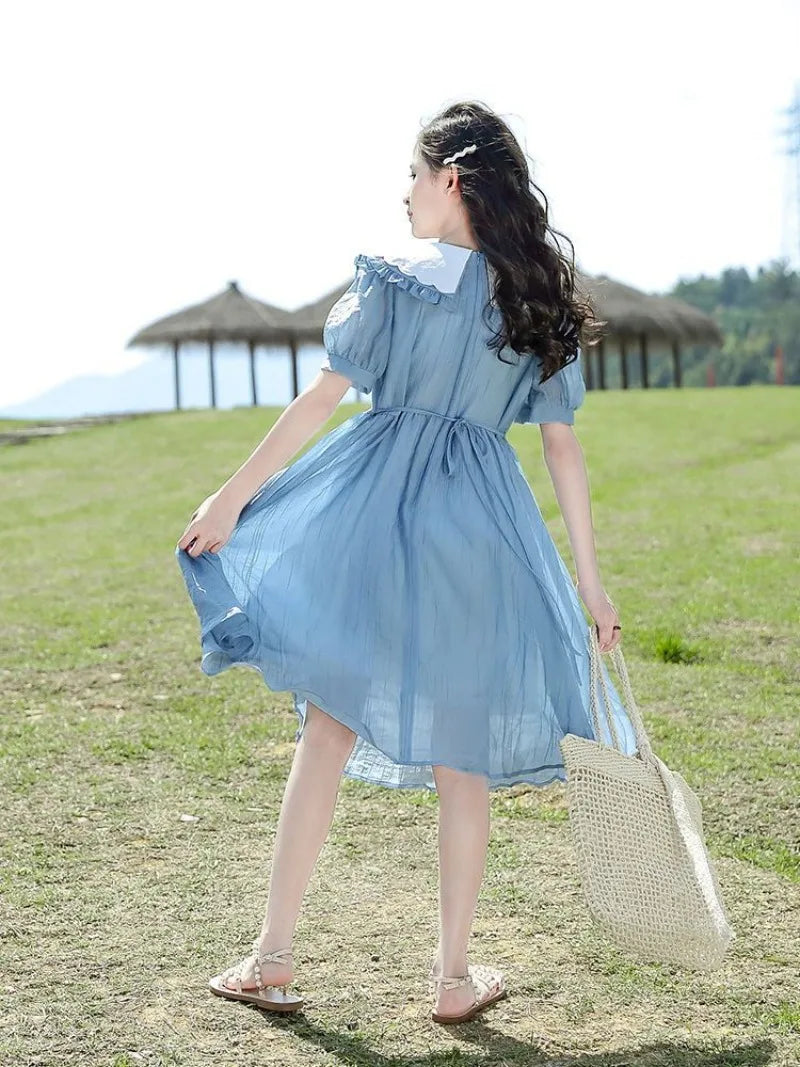Summer Dresses Elementary Girl Clothes Holiday Girls 2025 Women's Dress Sale From 10 12 Years Fashion Children's Girly Young 6 7