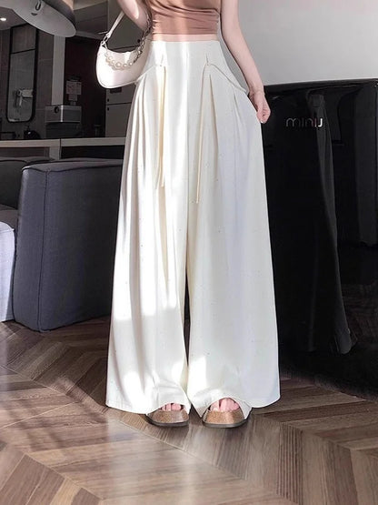 New High Waist Wide Leg Suit Pants Women Casual Loose Long Drapey Fashionable Trousers