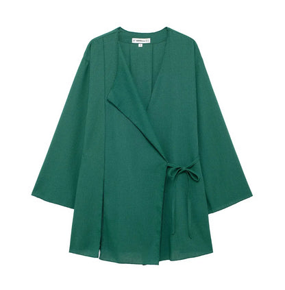 HH 2025 Spring Women Fashion Linen Suits New Solid Cardigan Kimono Top + Versatile Outerwear Female Wide Leg Long Pant