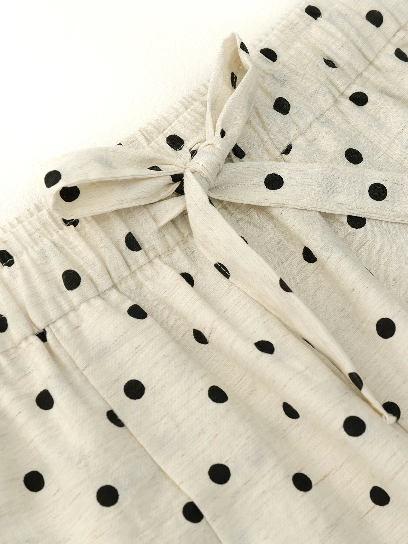Linen Polka Dot Wide-Leg Pants for Women's Summer, Thin High-Waisted Loose and Laid-Back Style Yamamoto Pants, Casual Straight-L