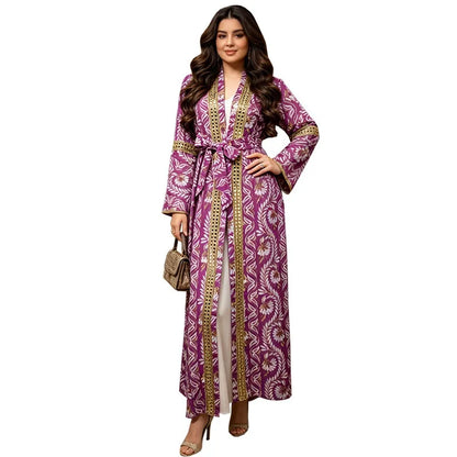 Turkey Muslim Embroidery Abaya Dress 2 Piece Set  Women Ramadan Eid Mubarak Kaftan Dubai Vestidos Pakistani Arab Caftan Robe