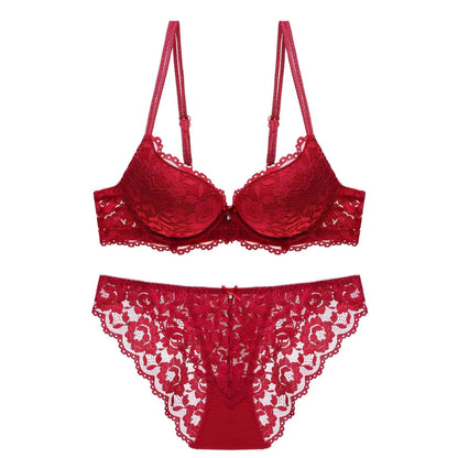 Sweet Mesh Lace Flower Bra Bowknot Low Waist Bra Panties Set Lingerie Intimates Push Up Bra Women Women
