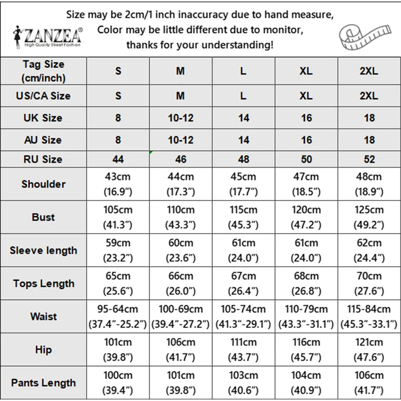 ZANZEA Women Casual Pant Sets Lapel Neck Long Sleeve Blouse & Elastic Waist Pants 2pcs Matching Sets Autumn OL Work Solid Co-ord