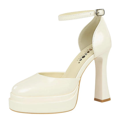 BIGTREE Shoes Platform High Heels 11.5 Cm Women Pumps Thick Heel Women Shoes Block Heels Patent Leather Heeled Sandals Summer