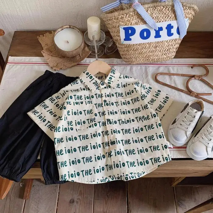 Boys Girls Kids Summer Shirt Children's Alphabet Print Casual Short Sleeve Top 2026 New Fashion Tee for Baby Toddler