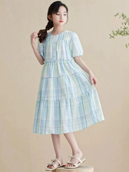 Lightweight Cotton Fabric Girls Party Dresses 2025 Kids Clothes 10 12 Years Dress Vintage Luxury Girl Pink Sets for Children Old