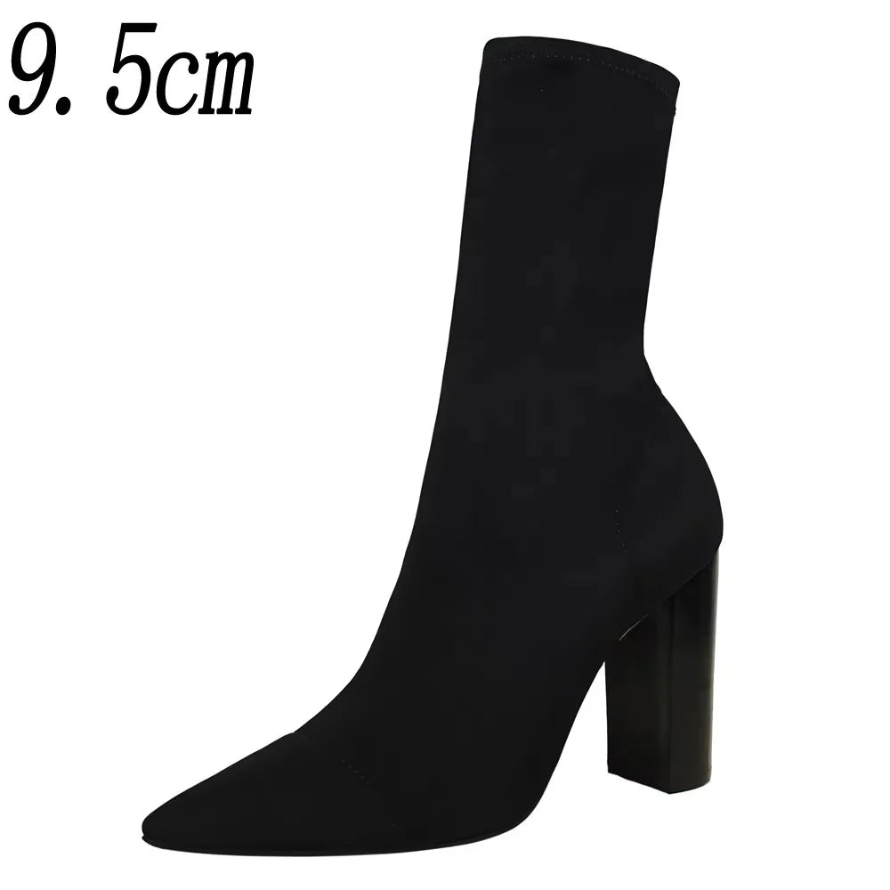 2026 New Socks Boots Fashion Ankle Boots For Women Boots Balck Pointed Toe Elastic Heels Shoes Fetish Autumn Winter Female Shoes