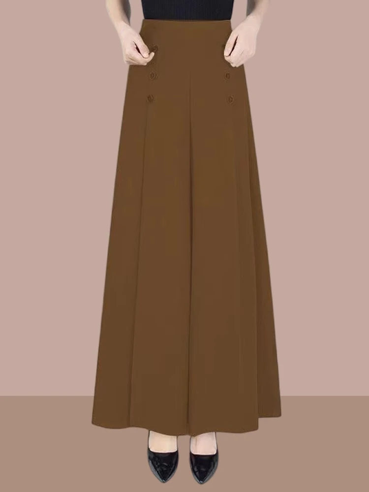 Ladies Ice Silk Wide Leg Pants Draped Thin Summer New Sle Casual High Waist Long Trousers for Middle-Aged Mothers