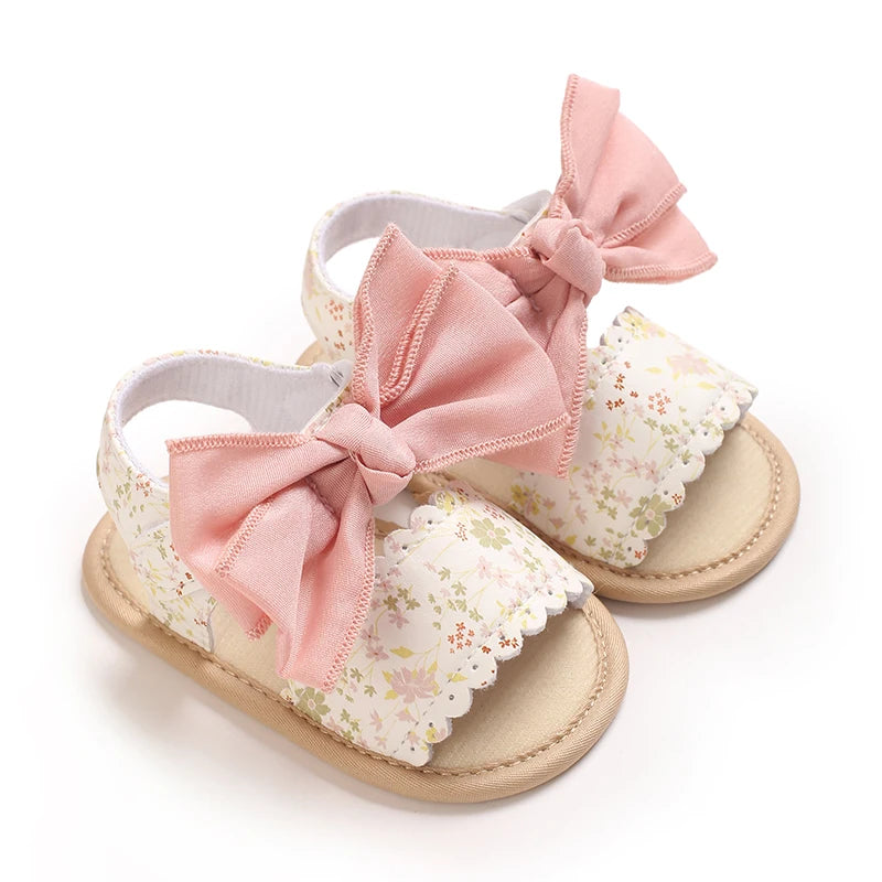 0-1Year Baby Shoes Infant Pre-Walker Shoes Cute Teddy Bear Pattern Summer Sandals Soft Sole Adjustable Strap Daily Footwear