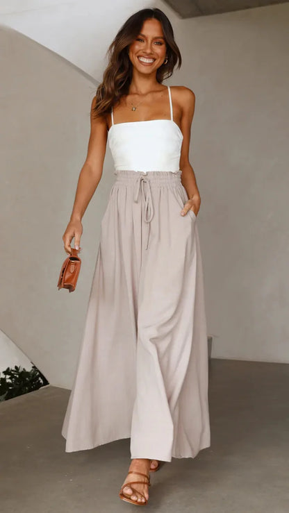 2026 Spring Summer Women Casual Wide Leg Pants Fashion Loose High Waist Long Trousers
