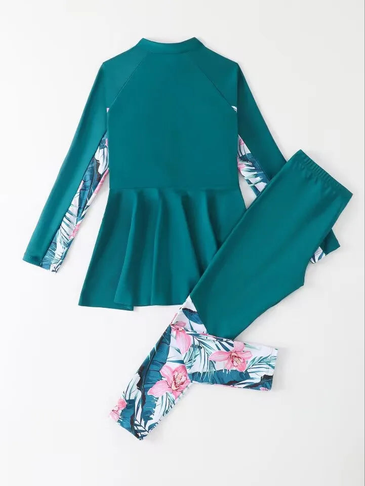 2026 Girls Swimsuit Kids Swimwear Female Long Sleeve Beach Dress & Pants Children's Bathers Bathing Swimming Swim Suit Beachwear