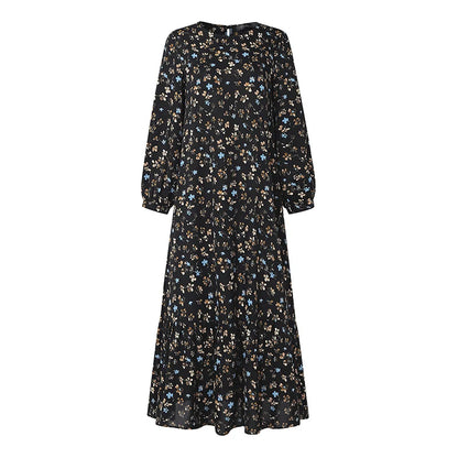 Women Bohemain Printed Maxi Dress ZANZEA Elegant Muslim Abaya Casual Long Sleeve Floral Sundress Kaftan Robe Femme Hijab Vestido
