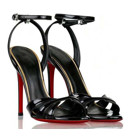 European and American style12cm cross strap pointed high heels for women, ultra-fine heels,straight buckle strap fashion sandals