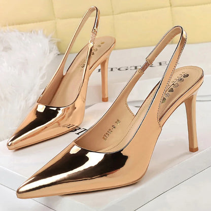 BIGTREE Shoes Women Pumps Patent Leather High Heels Sexy Party Shoes Stiletto 9 cm Heels Summer Heeled Sandals Lady Plus Size 43