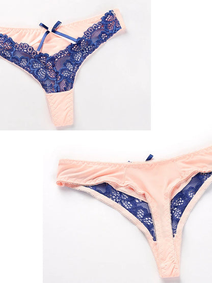 Thong bra set push up Lace hollow out Brassiere bra and panty set Underwear Femme Panties Lingerie