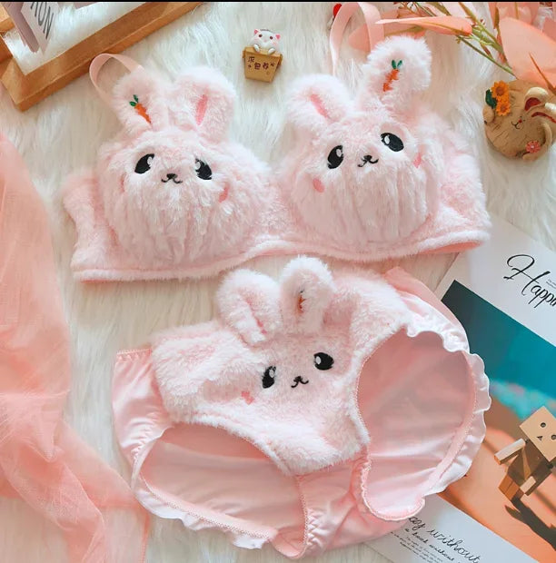 Girls lolita plush bra underwear my melody bralette push up brassiere  wirefree warm kawaii bra underpants seamless lingerie