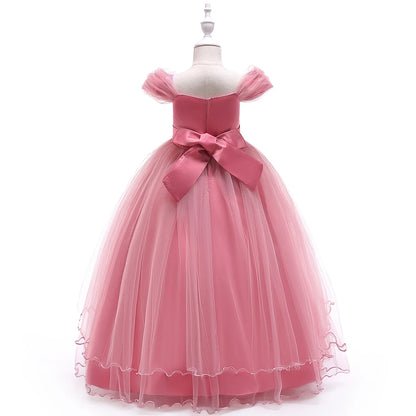 4-14 Years Kids Bridesmaid Dress For Girls Long Lace Wedding Prom Gown Flower Girl Party Dresses Children Formal Evening Clothes