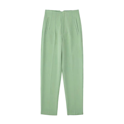 Willshela Women Fashion Straight Pants High Waist Front Zipper Trousers Vintage Full Length Female Chic Lady