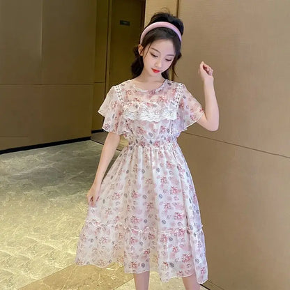 Summer Floral Dress Year Old Girls Children's Clothing Girly Dresses Girl From 8 12 Years 2025 Kids Clothes Girls' Princess 10 4