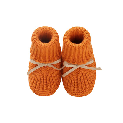 Newborn Baby Shoes Knitted Infant Girls Boys Boots Cute Butterfly-knot Toddler Walk Bed Shoes Warm 0-18M Accessories Hats Gloves