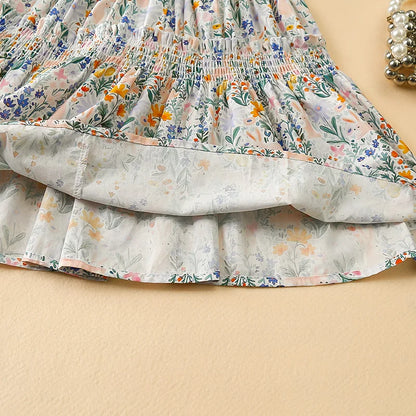 Sweet Girls Summer Floral Fairy Dress Children's Vest Cotton Skirt Suspender Dresses Soft Skin-friendly 1-7 Y Kids' Clothing