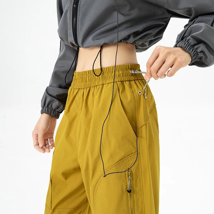 CHRLCK Women's Loose Cargo Pants Quick Drying Hiking Pants Waterproof Fishing Camping Cycling Trekking Trousers Outdoor