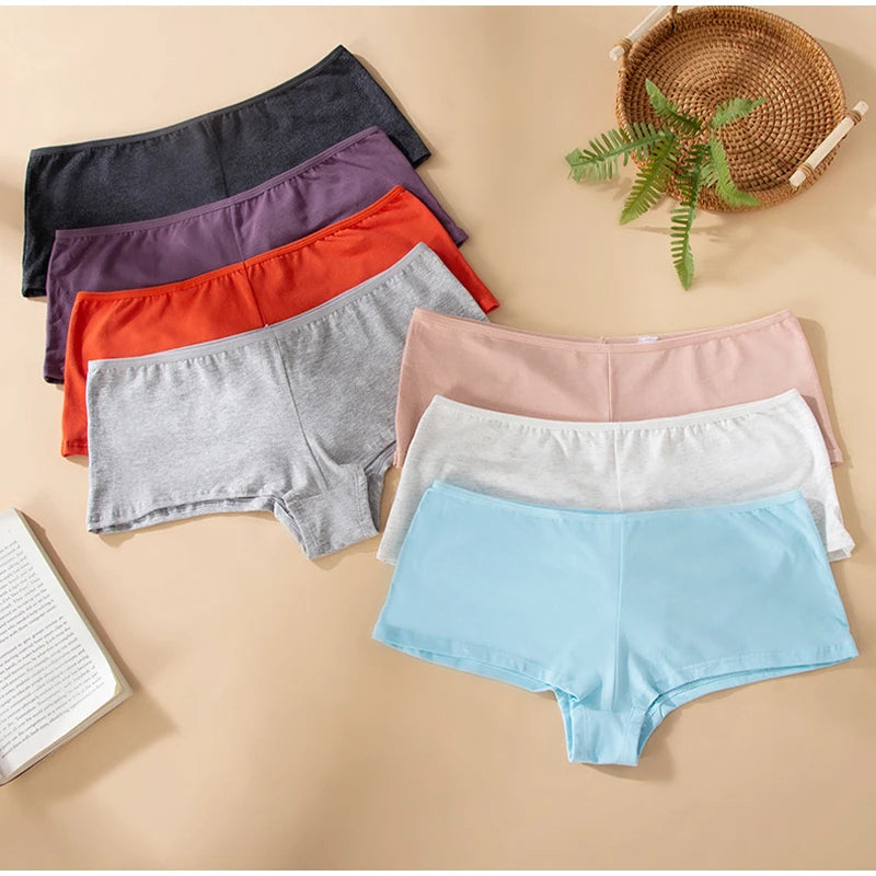Cotton Underwear Women Sports Boxer Briefs Solid Color Sexy Comfortable Breathable Yoga Fitness Workout Fashion Women Underpants