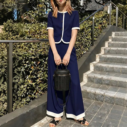 2026 Summer Outfits ZANZEA Fashion Women Pant Sets Patchwork Tracksuit Short Sleeve Shirt Wide Leg Trousers OL Work 2 Piece Sets