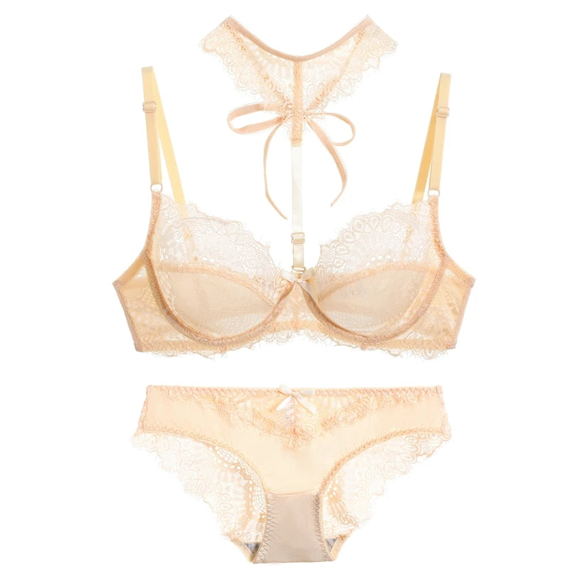2024 New Sexy Ultra-ThinThick Black Beige Pink Purple Red White Plus Size Lingerie BCDE Cup Bra Sets Push Up Underwear