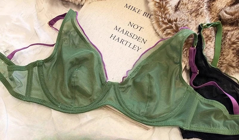 Minimizer Bra Plus Size Underwire French Style Triangle Cup Push Up Sexy Mesh Lingerie Set Support 32-40 MOYISU Sexy Bra Set BC
