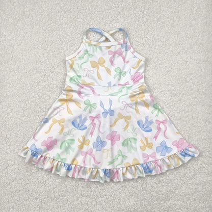 Best Selling Baby Girls Lavender Strap Colorful Skorts Shorts Yoga Sportswear Knee Length Dresses Toddler Kids Children Clothes