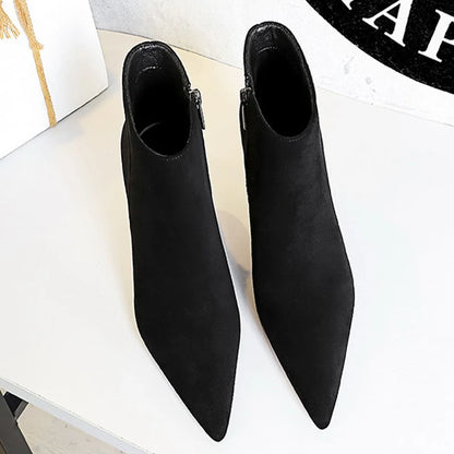 BIGTREE Shoes Fashion Ladies Ankle Boots Pointed Side Zipper Women Boots Sexy Heeled Boots Stilettos Warm Autumn Winter Shoes