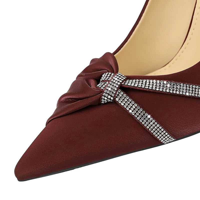 BIGTREE Shoes New Rhinestone Design Women Pumps Stilettos Heels 7 cm 10 cm Fashion High Heels Sexy Party Shoes Large Size 43