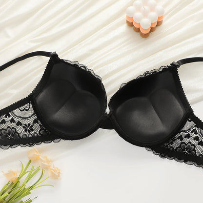 Viomisha Sexy lingerie Set Lady Push Up Bras Set Transparent Floral Underwire Intimate Pretty Lace Underwear Panty Set