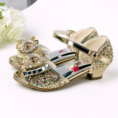 Summer New Girls High Heel Sandals Children's Princess Shoes Big Girls Performing Shoes Kids Open Toe Gladiator Sandals CSH822