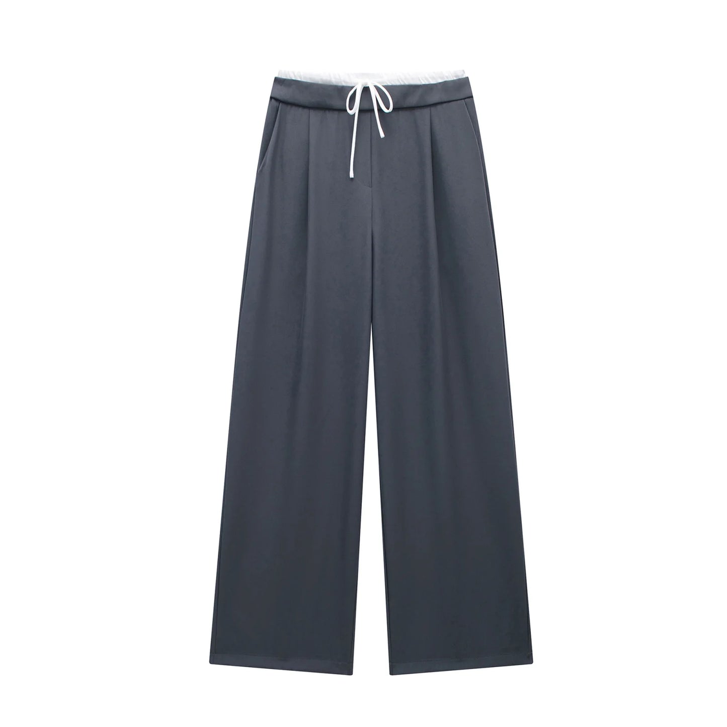 MUJER 2025 Wide Leg Pants for Women High Waist Baggy Pants Woman Summer Pleated Loose Pants Women Streetwear Tied Woman Trousers