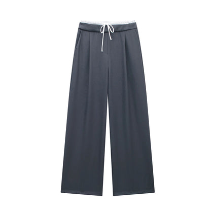 MUJER 2025 Wide Leg Pants for Women High Waist Baggy Pants Woman Summer Pleated Loose Pants Women Streetwear Tied Woman Trousers