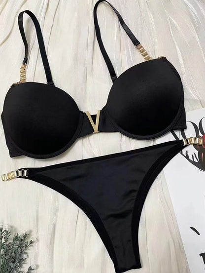 Fashion Sexy Bra Set Girls Women Comfortable Push Up Underwear Set Circular Trim Strap Bras Lingerie Panty Sets