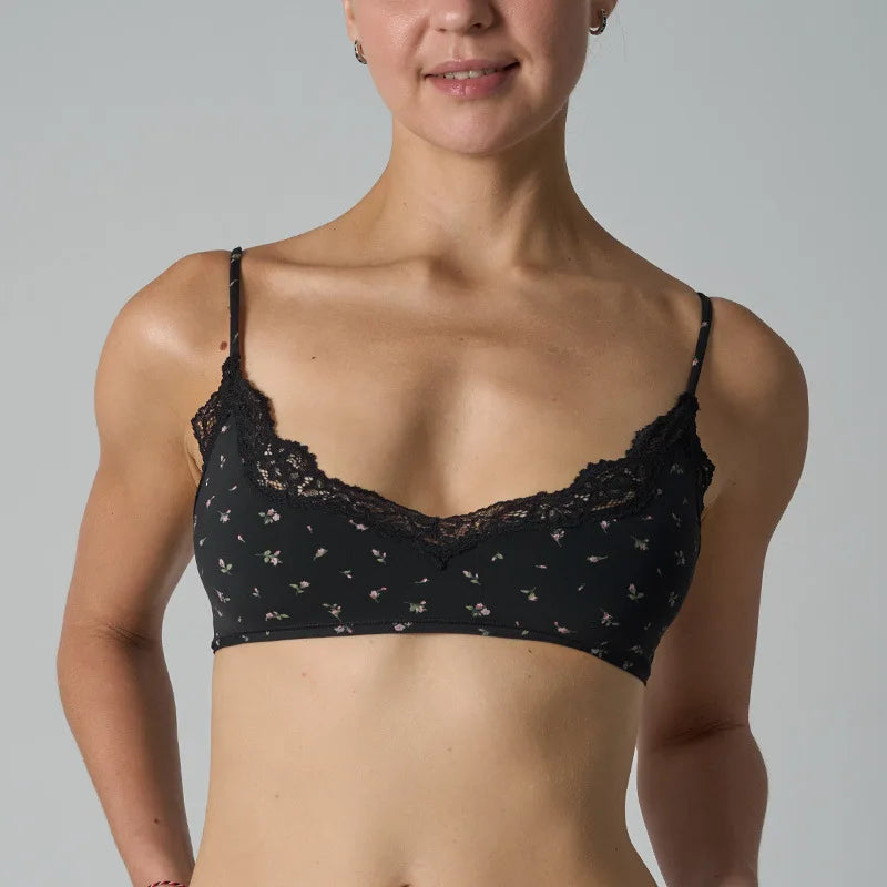 Solid Lace Thin Underwear Sets Women Slim Lift Comfortable Minimalist Without Steel Ring Bra Suit Sweet Y2K Sport Bras and Panty