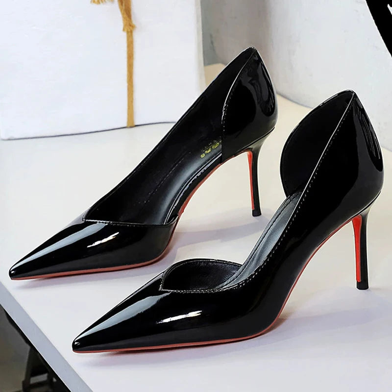 BIGTREE Shoes Women Pumps Patent Leather High Heels Sexy Party Shoes Stiletto Heels 7.5 cm Pointed Tip Ladies Shoes 4 Colors