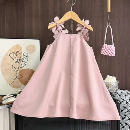 Bear Leader 2-7 Years 3D Flower Birthday Wedding Princess Dress Korean Version Sling Party Clothes Summer Girls Casual Outwear