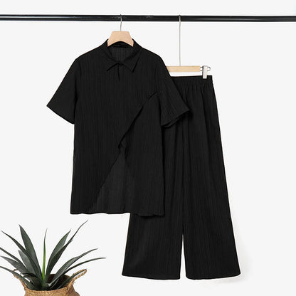 ZANZEA Fashion Summer 2 Pieces Sets 2PCS Short Sleeve Blouse Trousers Suit Women Outfits Asymmetrical Hem Tops OL Work Pant Sets