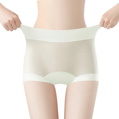 Soft Sexy Breathable Women's Panties Comfortable No Trace Thin Underwear Ice Silk Underwear High Waist Boxer Pants Intimates