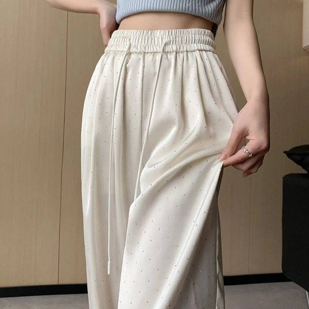 Ladies Summer High Waist Wide Leg Fashion Simplicity Elegant Trend Street Casual New Style Fashionable Temperament Pants