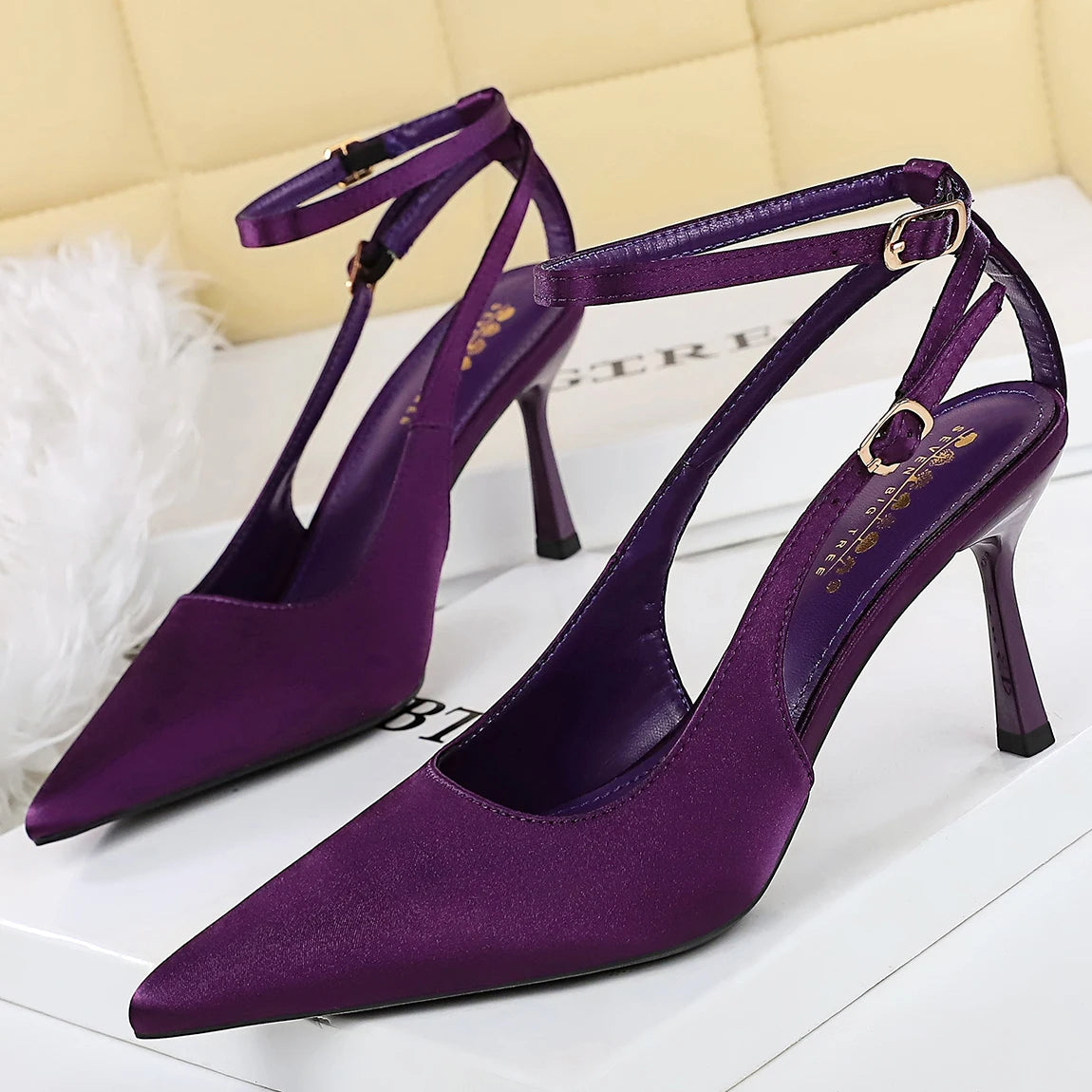 BIGTREE Shoes Leopard Print Women Pumps Sexy High Heels Pointed High-Heeled Sandals Women Summer Shoes Satin Stiletto Heels 8 cm