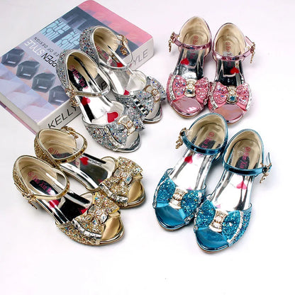 Summer New Girls High Heel Sandals Children's Princess Shoes Big Girls Performing Shoes Kids Open Toe Gladiator Sandals CSH822