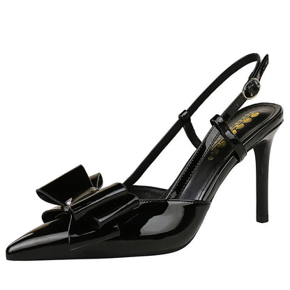 Large size 43 Bowknot Women Pumps Patent Leather High Heels Sexy Party Shoes Stiletto 9 cm Heels Summer Heeled Sandals Women