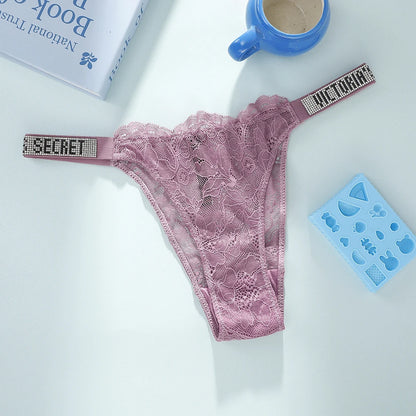 Victoria's Secret Women's Underwear Antibacterial Fashionable Soft with Rhinestones Breathable Panties Classic Sexy