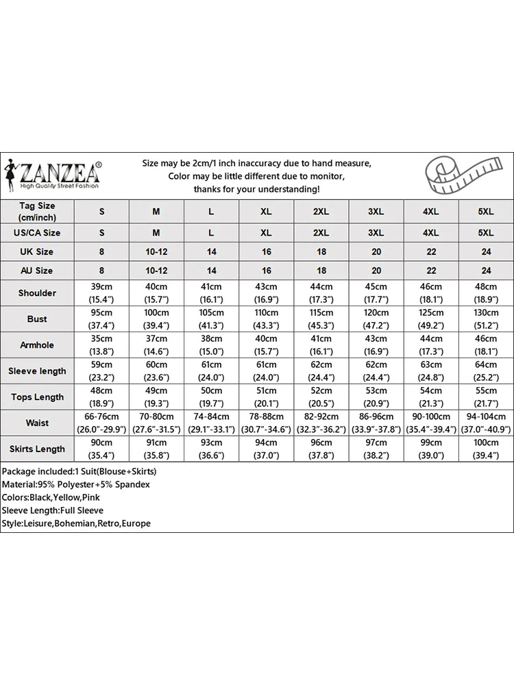 ZANZEA Autumn Outfits Stylish Polka Dots Women 2 Piece Sets Long Sleeve Blouse Dress Sets Casual Work Tracksuit Skirt Suit 2025